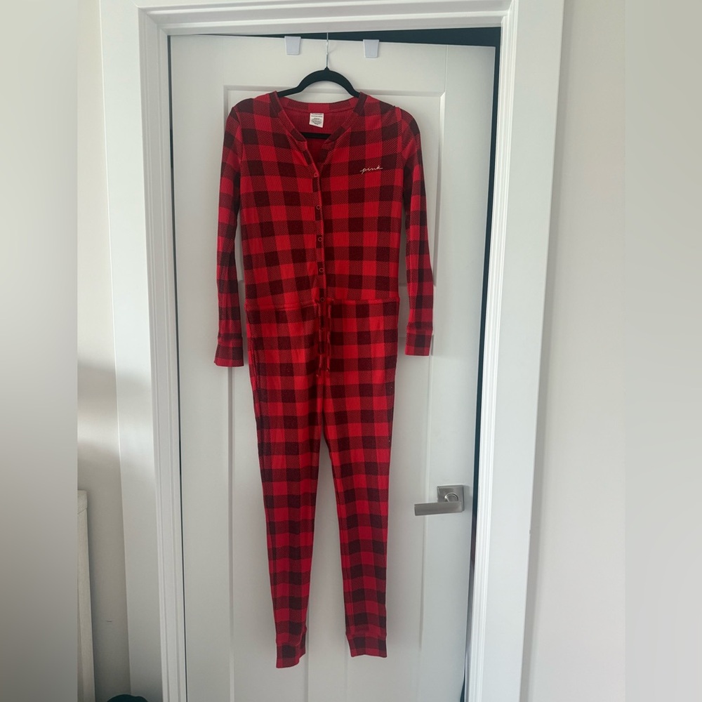 PINK Victoria's Secret Red Plaid Kids Footie
